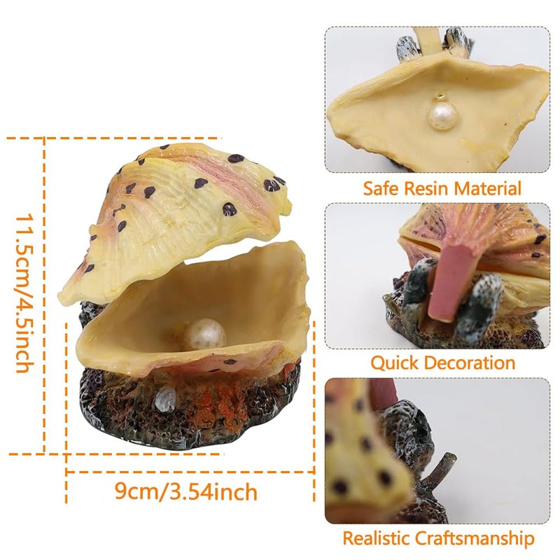 Abnaok Aquarium Shell Decoration, Tropical Clam Live-Action Ornament, for Fish Tank Aerating, Aquarium Oxygenated - Shell Pearl Air Stone Bubble Decoration - Image 2